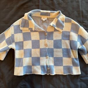 Le Lis Blue and Cream Knit Sweater
